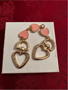 Unbranded Pink & Gold Heart Keychain or Strap Extender